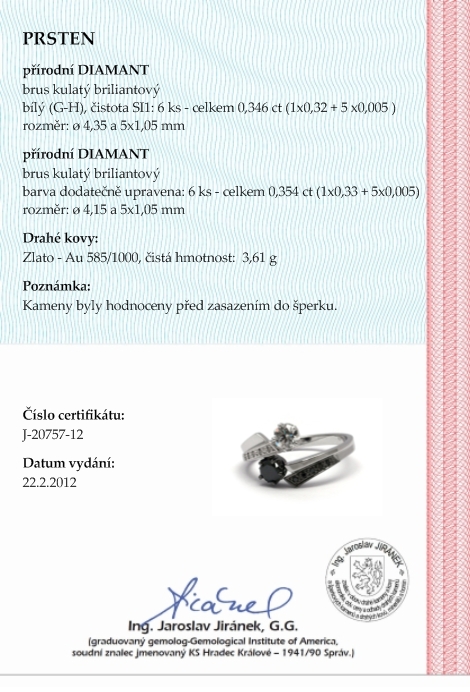 Luxusní diamantový prsten s přírodními diamanty (černé) 585/3,61 gr J-20757-12