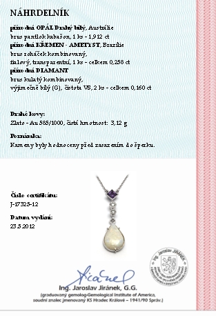 Zlatý diamantový náhrdelník s opálem,ametystem a diamanty 585/3,12gr J-17325-12