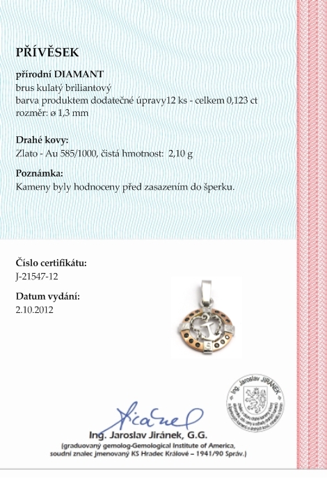 Diamantový přívěsek s černými diamanty kotva 585/2,10 gr J-21547-12