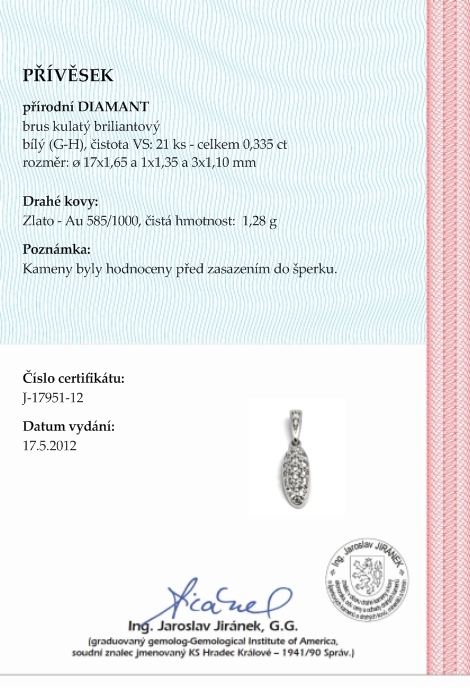 Diamantový zlatý přívěsek s přírodními diamanty 585/1,28 gr J-17951-12