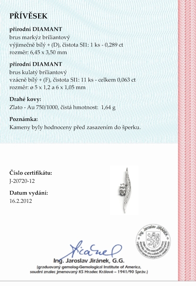 Diamantový zlatý přívěsek s pravými diamanty 585/1,64 gr J-20720-12