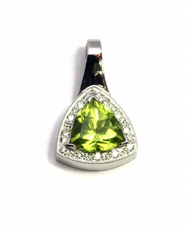 Diamantový zlatý přívěsek s diamanty a olivíny 585/1,56 gr J-19846-11
