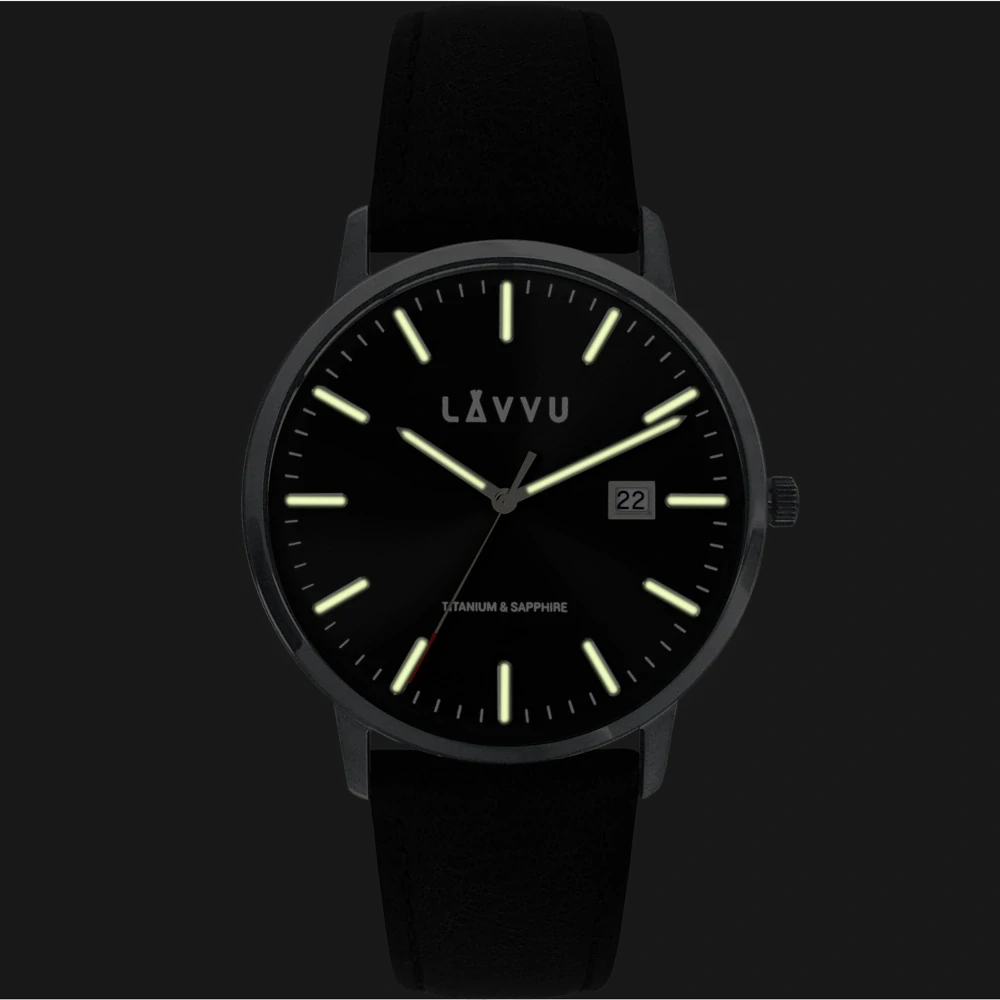 LAVVU Černé pánské hodinky se safírovým sklem Copenhagen Titanium Black LWM0263