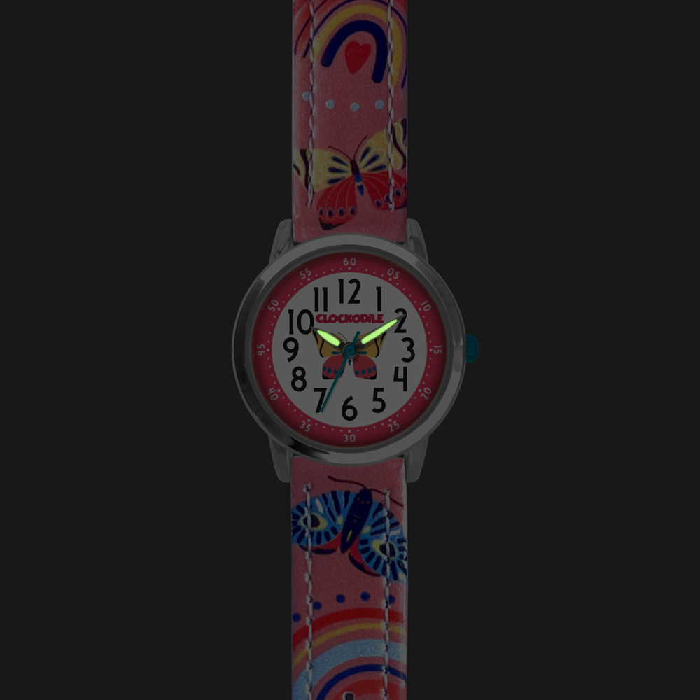 CLOCKODILE Dětské růžové dívčí dětské hodinky MOTÝL CWG5180