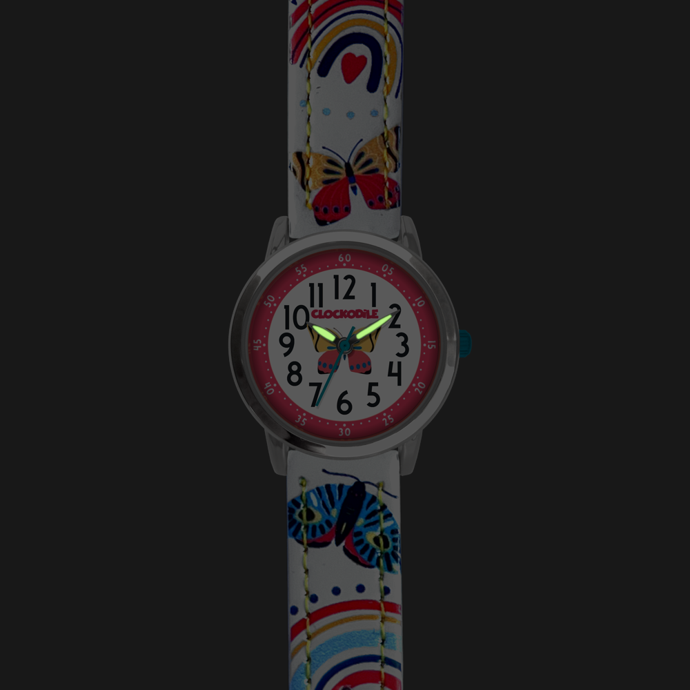 CLOCKODILE Dětské bílé dívčí dětské hodinky MOTÝL CWG5181