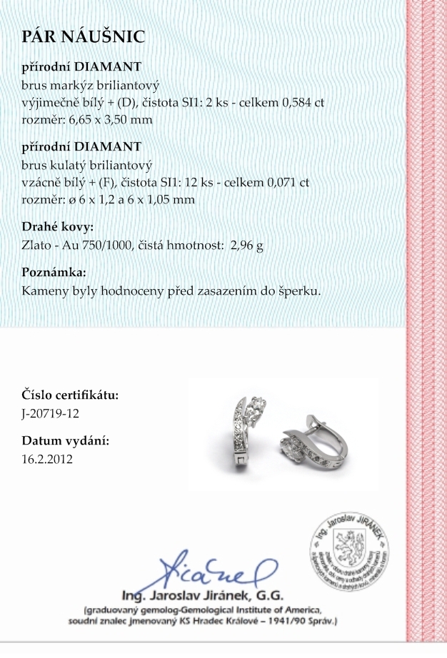 Luxusní diamantové náušnice se vzácnými diamanty 585/2,96 gr J-20719-12