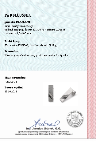 Luxusní náušnice s přírodními vzácnými diamanty 585/3,12 gr J-20214-11