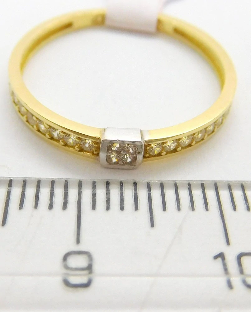 Klenoty Budín Zásnubní dámský prsten z bílého a žlutého zlata se zirkonem 585/1,23gr vel. 55 HK1208