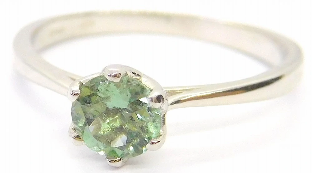 Klenoty Budín Dámský zásnubní diamantový prsten z bílého zlata s přírodním turmalínem vel. 56 0,95CT 585/1,95gr B0130