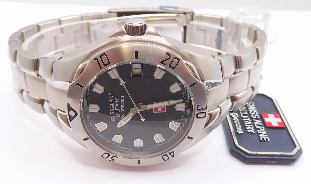 GROVANA Luxusní pánské švýcarské ocelové hodinky Swiss Alipne Millitary by Grovana 1501.1137