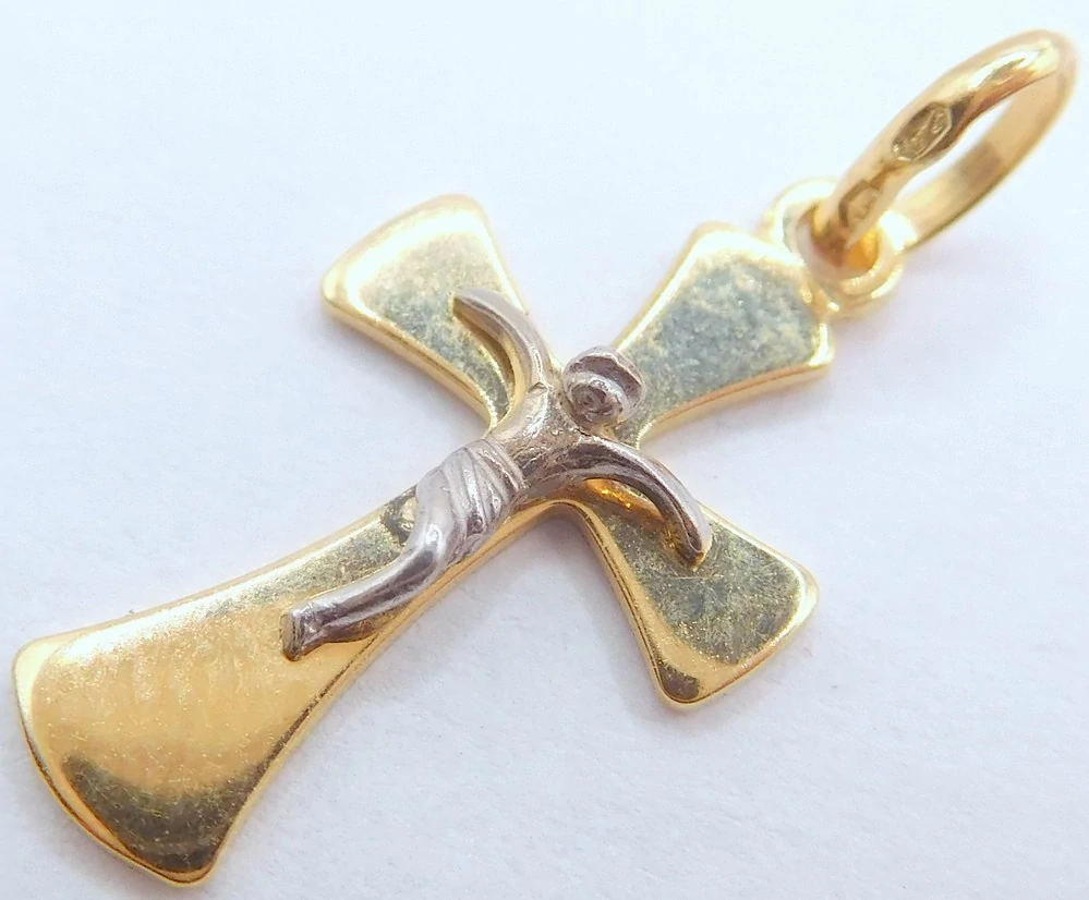 Klenoty Budín Dámský hladký zlatý přívěsek - křížek 585/0,83gr HK3296