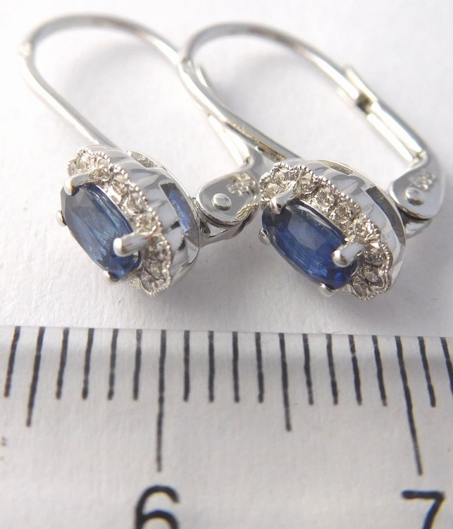 Luxusní diamantové náušnice z bílého zlata s modrými safíry 585/2,02gr 3880447