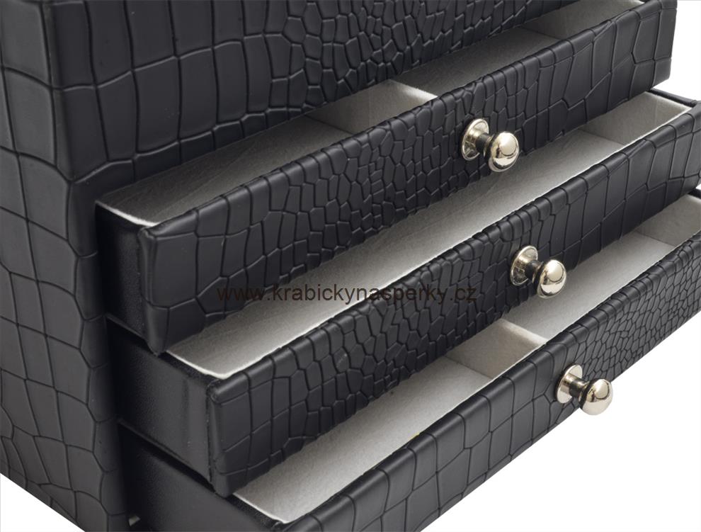Klenoty Budín Luxusní velká černá šperkovnice SP-949/A25
