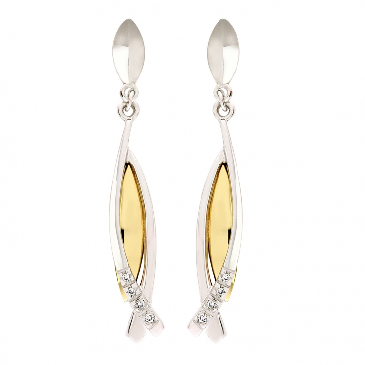 Elegantní diamantové náušnice ze žlutého zlata AGALAIA s brilianty 1750108