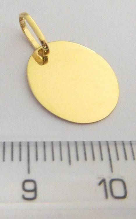 Klenoty Budín Zlatý přívěsek ze žlutého zlata - oválek k možné rytině 585/0,80gr HK3046