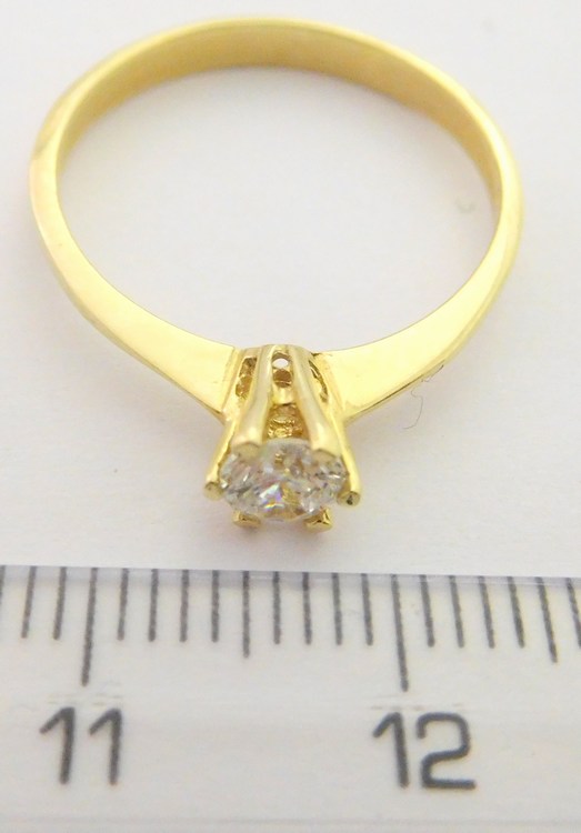 Klenoty Budín Zásnubní zlatý prsten s centrálním zirkonem 585/1,72gr vel. 56 HK1061