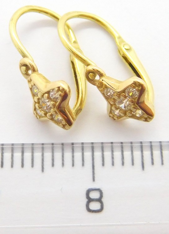 Klenoty Budín Dětské zlaté náušnice ze žlutého zlata se zirkony 585/1,00gr 4030049