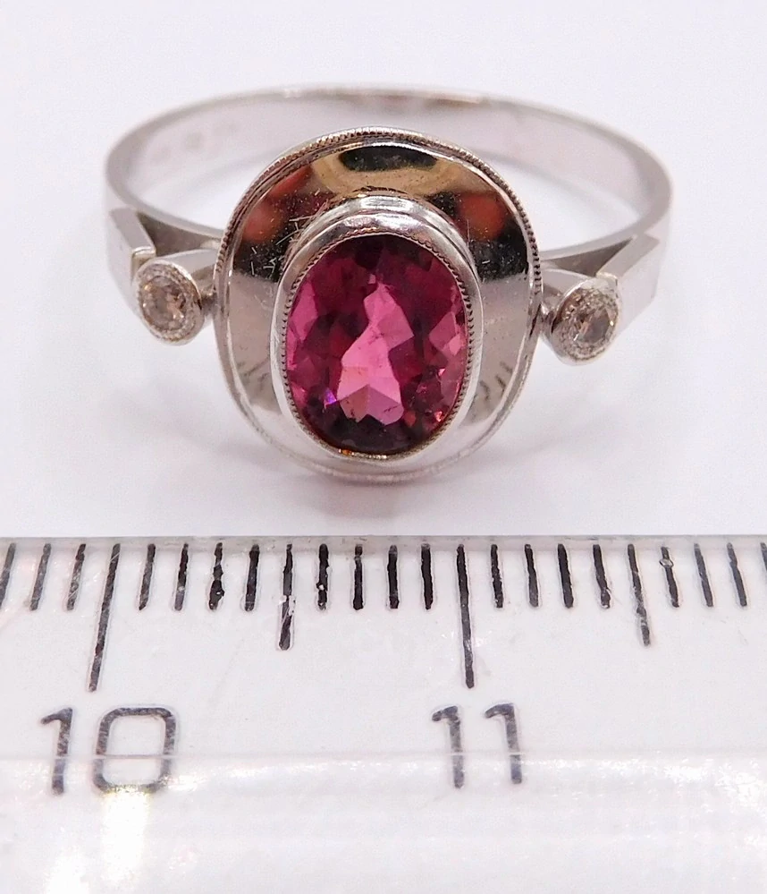 Klenoty Budín Diamantový prsten z bílého zlata s TURMALÍNEM (1,067ct) a přírodními DIAMANTY J-18630 SKLADEM