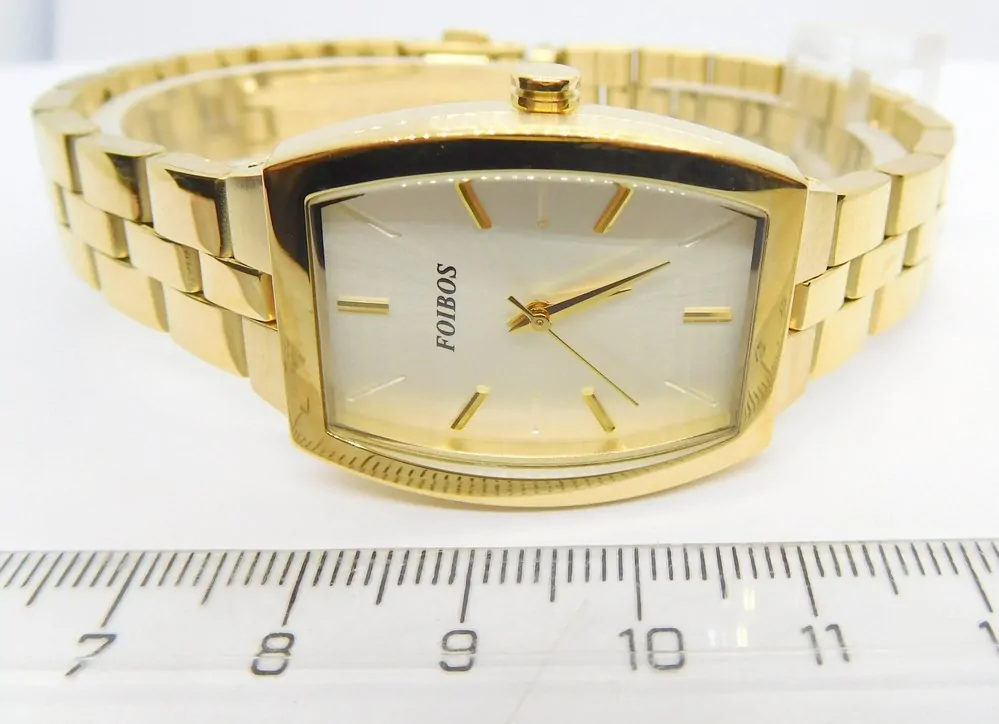 FOIBOS Dámské hranaté ocelové zlacené hodinky FOIBOS CK3536.2