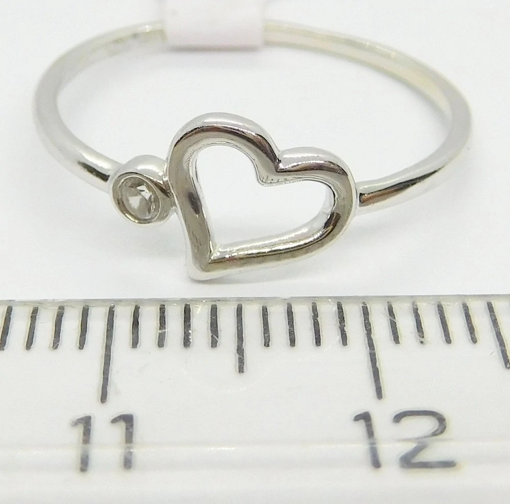 Klenoty Budín Dámský srdíčkový prsten z bílého zlata se zirkonem 585/1,16gr vel. 56 H750