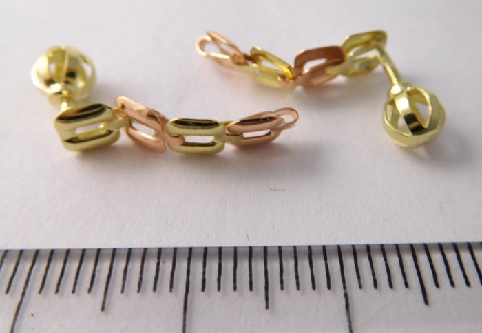 Klenoty Budín Visací zlaté náušnice z červeného a žlutého zlata na šroubek 585/1,05gr 231470044