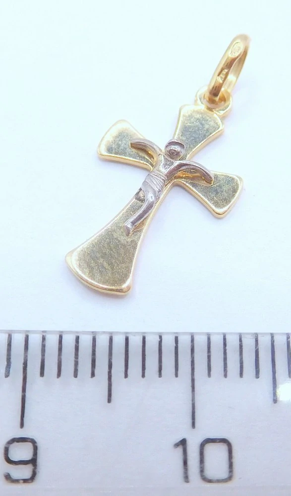 Klenoty Budín Dámský hladký zlatý přívěsek - křížek 585/0,83gr HK3296