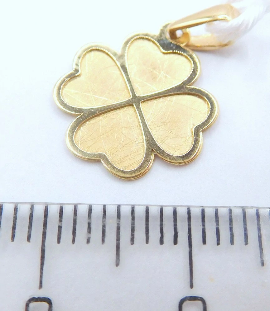 Klenoty Budín Dámský zlatý přívěsek srdíčkový čtyřlístek pro štěstí 585/0,66gr HK3306