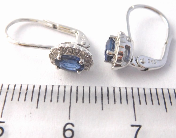 Luxusní diamantové náušnice z bílého zlata s modrými safíry 585/2,02gr 3880447