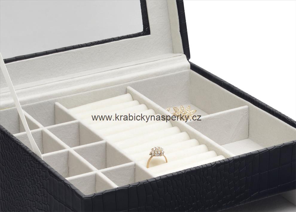 Klenoty Budín Luxusní velká černá šperkovnice SP-949/A25