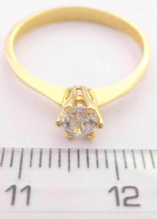 Klenoty Budín Zásnubní zlatý prsten s centrálním zirkonem 585/1,72gr vel. 56 HK1061