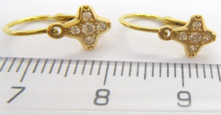 Klenoty Budín Dětské zlaté náušnice ze žlutého zlata se zirkony 585/1,00gr 4030049