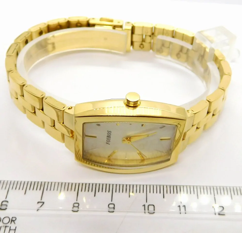 FOIBOS Dámské hranaté ocelové zlacené hodinky FOIBOS CK3536.2