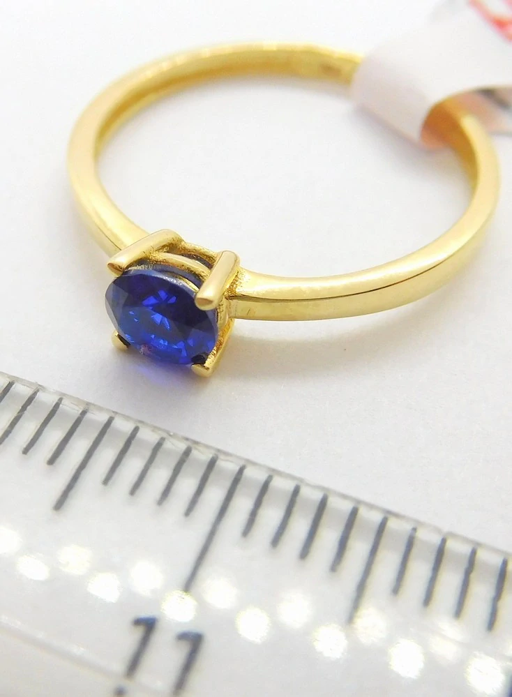 Klenoty Budín Zásnubní dámský zlatý prsten s modrým safírem 585/1,12gr vel. 52 HK1176