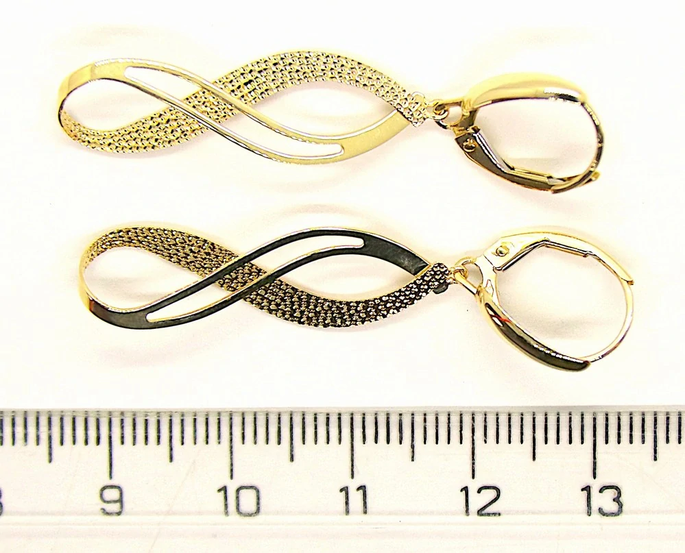 Klenoty Budín Dámské visací zlaté náušnice s gravírováním 585/2,10gr HK2457