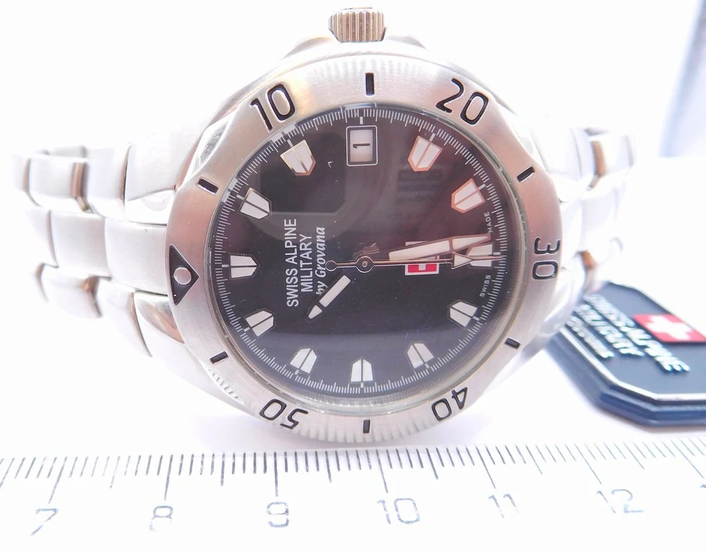 GROVANA Luxusní pánské švýcarské ocelové hodinky Swiss Alipne Millitary by Grovana 1501.1137