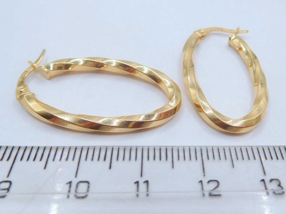 Klenoty Budín Dámské obrovské mohutné zlaté kruhy oválky 585/1,95gr HK2504