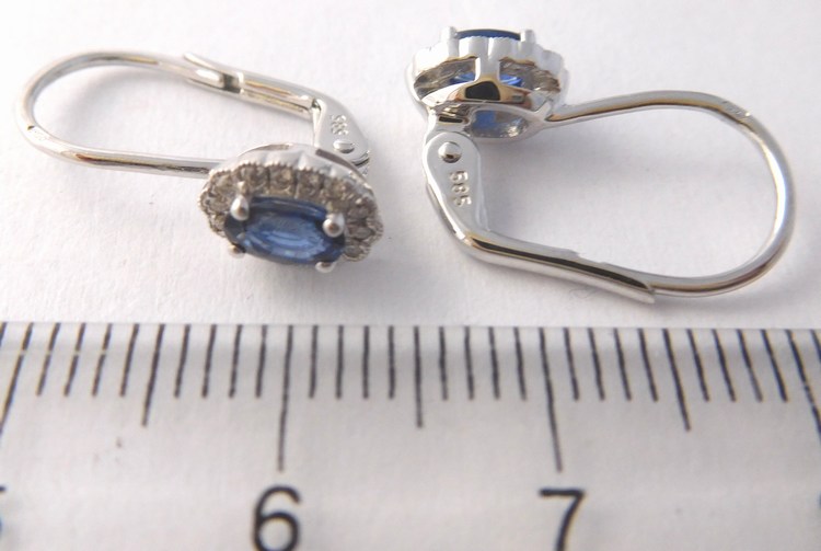 Luxusní diamantové náušnice z bílého zlata s modrými safíry 585/2,02gr 3880447