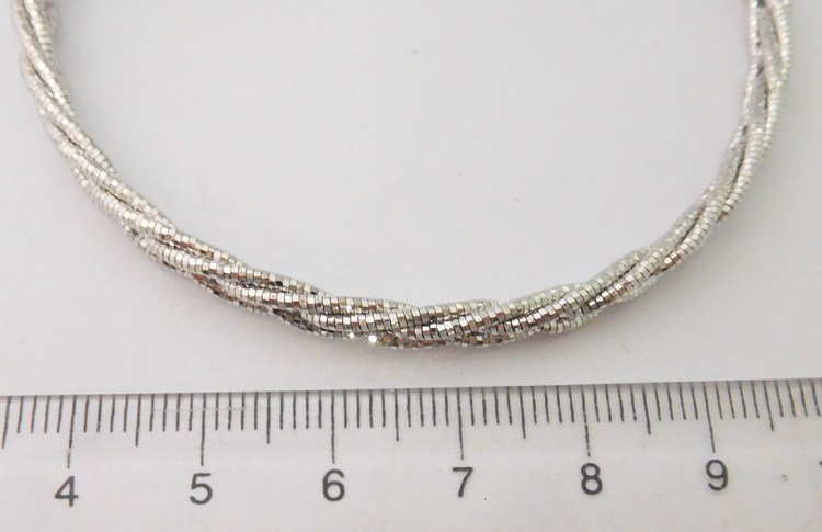 Luxusní stříbrný rhodiovaný náramek (pletený) 17+3cm 925/8,22gr 030785900002
