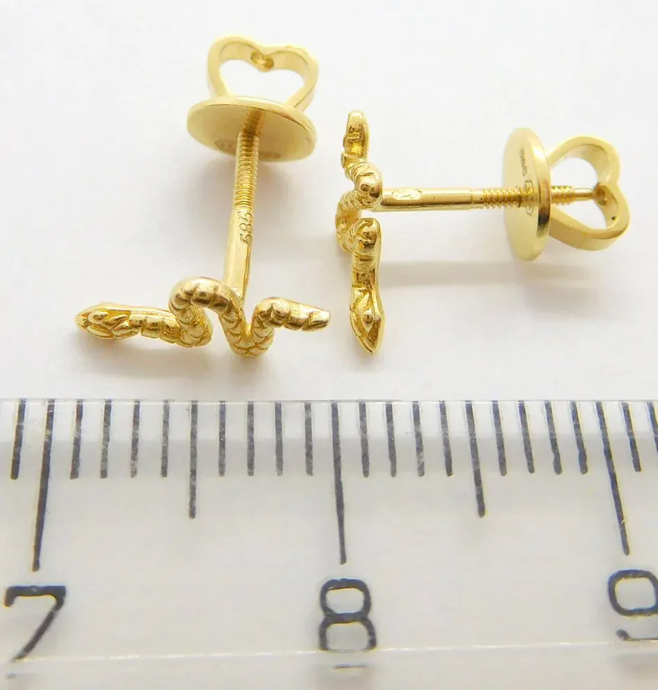 Klenoty Budín Dámské peckové zlaté náušnice na šroubek hadi 585/1,11gr H344