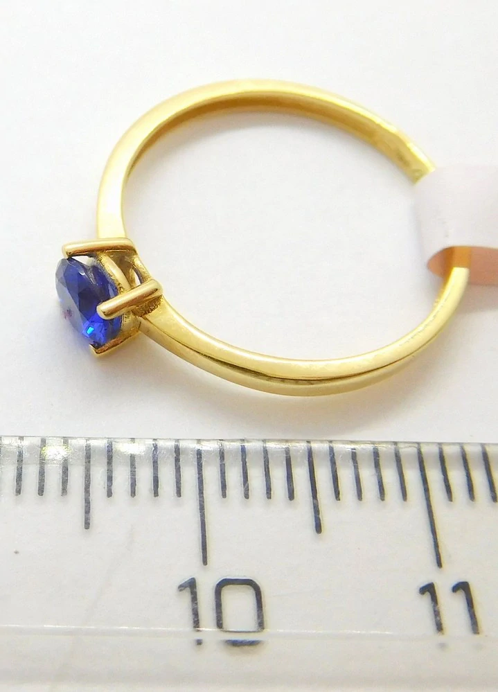 Klenoty Budín Zásnubní dámský zlatý prsten s modrým safírem 585/1,12gr vel. 52 HK1176