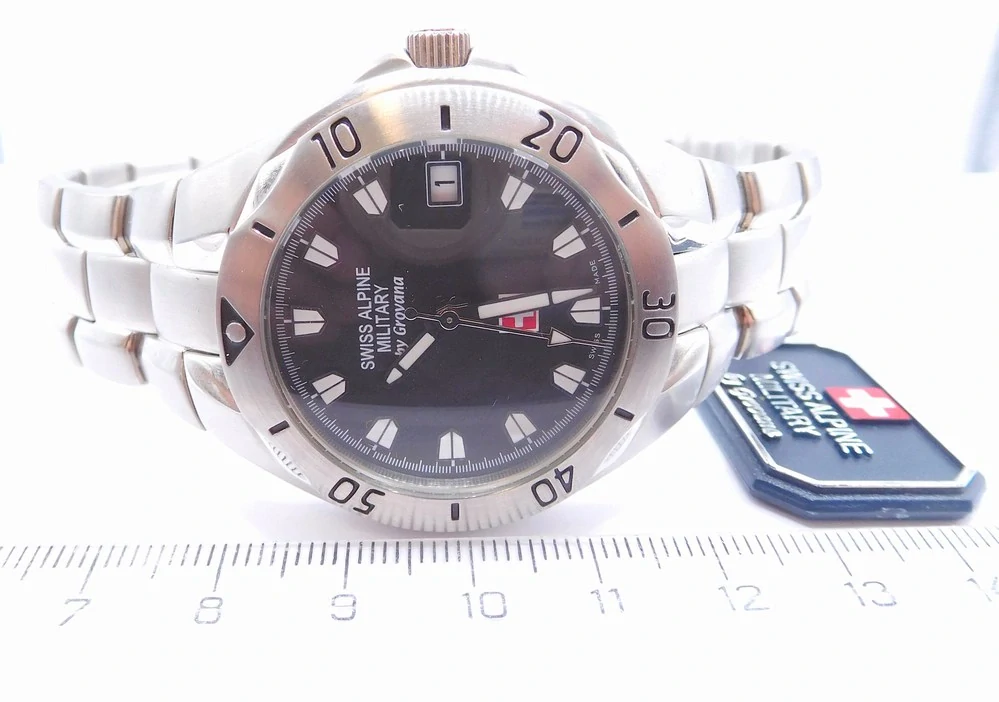 GROVANA Luxusní pánské švýcarské ocelové hodinky Swiss Alipne Millitary by Grovana 1501.1137