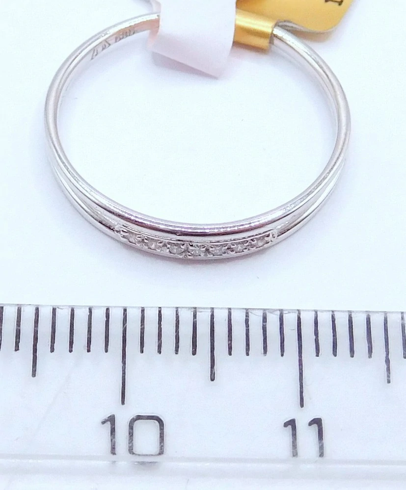 Klenoty Budín Diamantový zlatý prsten z bílého zlata 585/1,25gr vel. 56 DIAMANT 0,05CT HD101