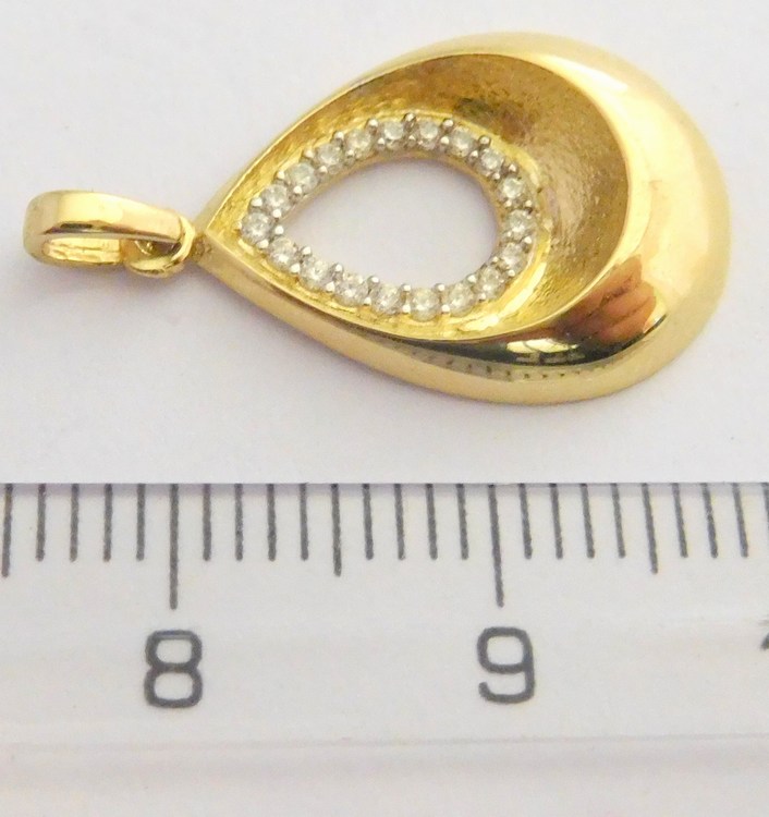 Klenoty Budín Zlatý přívěsek - zlatá kapka posetá zirkony 585/1,08gr HK3038