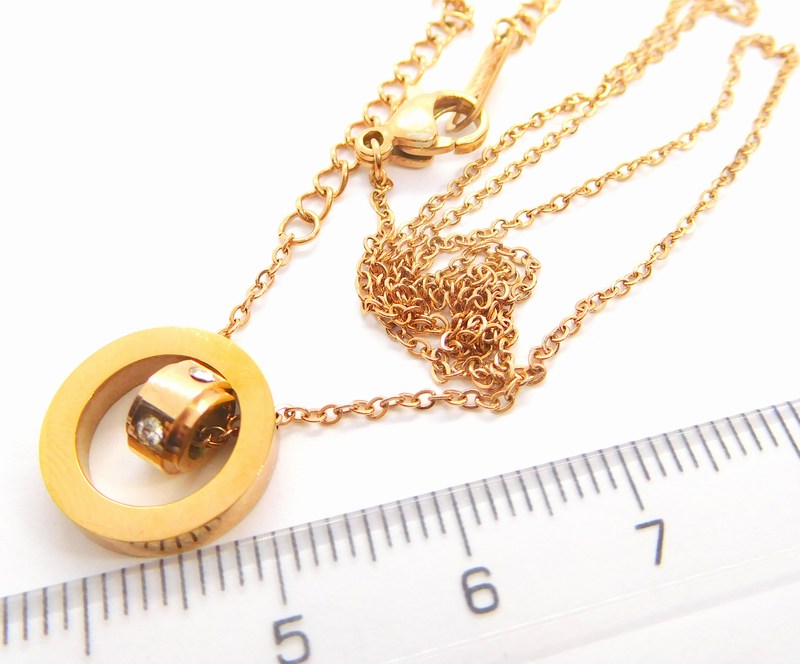 Klenoty Budín Dámský ocelový řetízek z chirurgické oceli se ROSE GOLD 45+5cm B0003