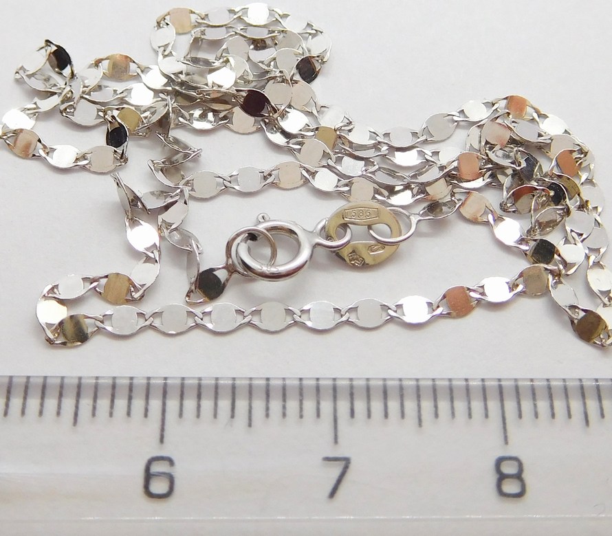 Klenoty Budín Dámský zlatý řetízek z bílého zlata ZRCÁTKA 585/1,37gr 50cm HK6287