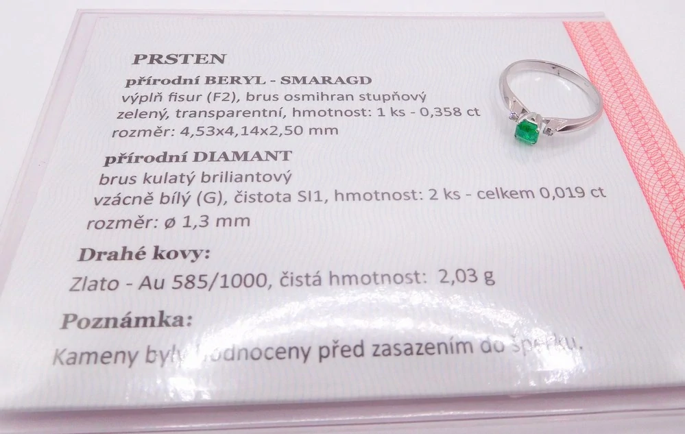 Klenoty Budín Diamantový mohutný zásnubní prsten se smaragdem 585/2,03g vel. 56 SKLADEM D005 J-24577-14