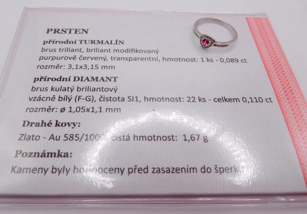 Klenoty Budín Diamantový mohutný zásnubní prsten se turmalínem 585/1,67g vel.53 SKLADEM D006 J-24573-14