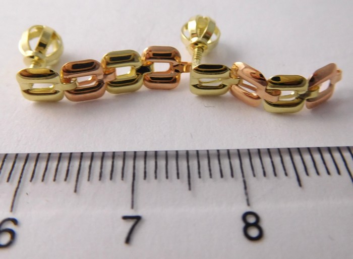 Klenoty Budín Visací zlaté náušnice z červeného a žlutého zlata na šroubek 585/1,05gr 231470044