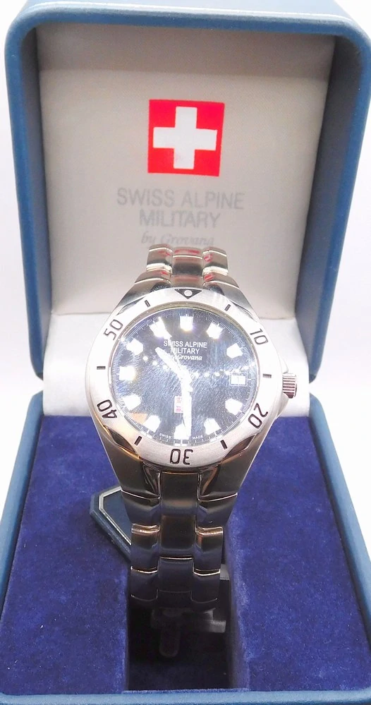 GROVANA Luxusní pánské švýcarské ocelové hodinky Swiss Alipne Millitary by Grovana 1501.1137