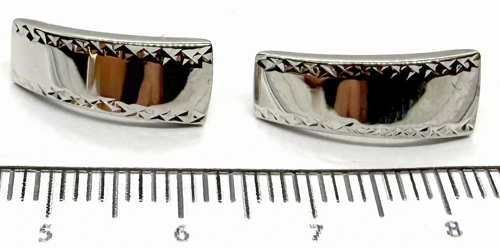 Klenoty Budín Dámské velké gravírované zlaté náušnice z bílého zlata na patent ryz. 585/1,79gr HK2441